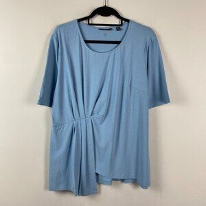 NWOT Betabrand Asymmetric Short Sleeve  T Shirt Size XXL Blue Stretch Pleat
